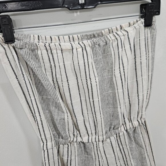 Elan Off White Linen Cotton Blend Strapless Cover-Up Black Tassel Jumpsuit Small - Picture 11 of 13